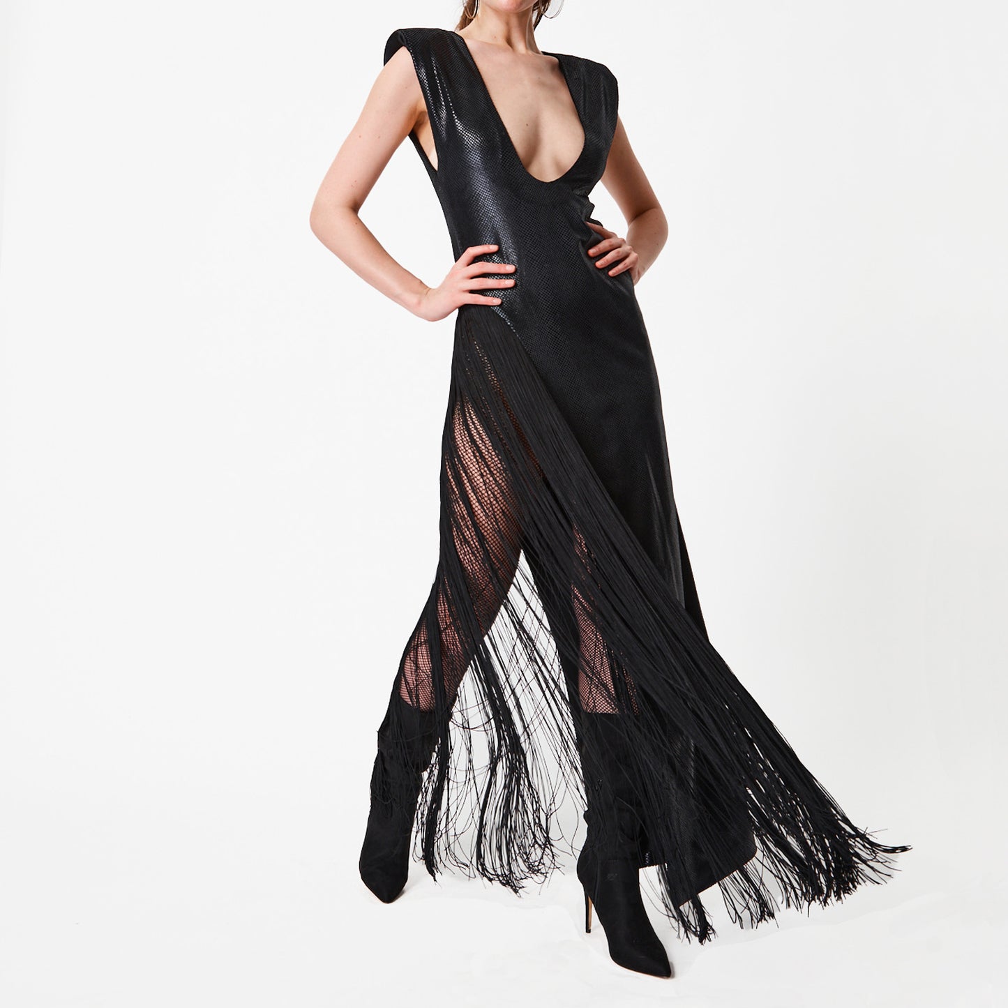 Hip Fringe Body-Con Gown