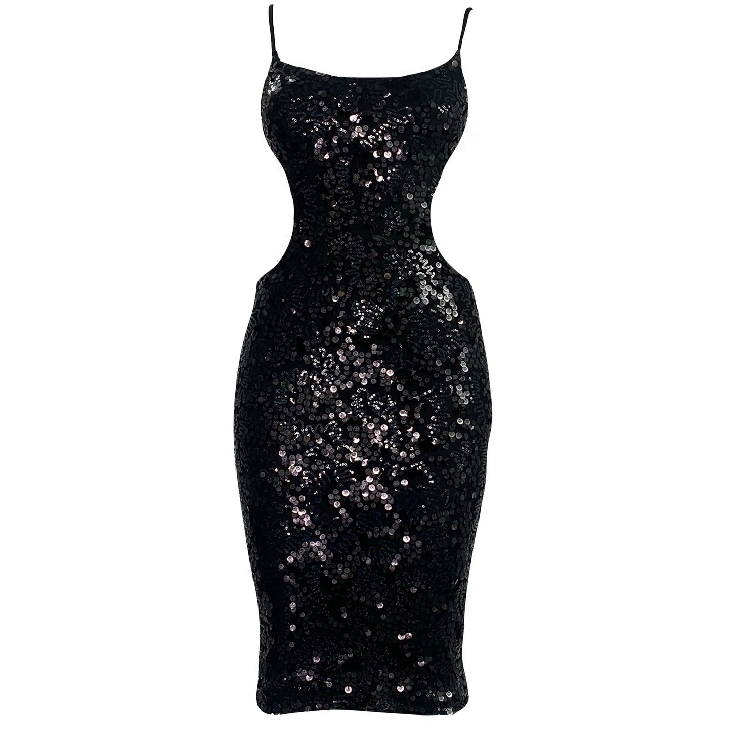 Holographic Sequin Cut Out Body-Con